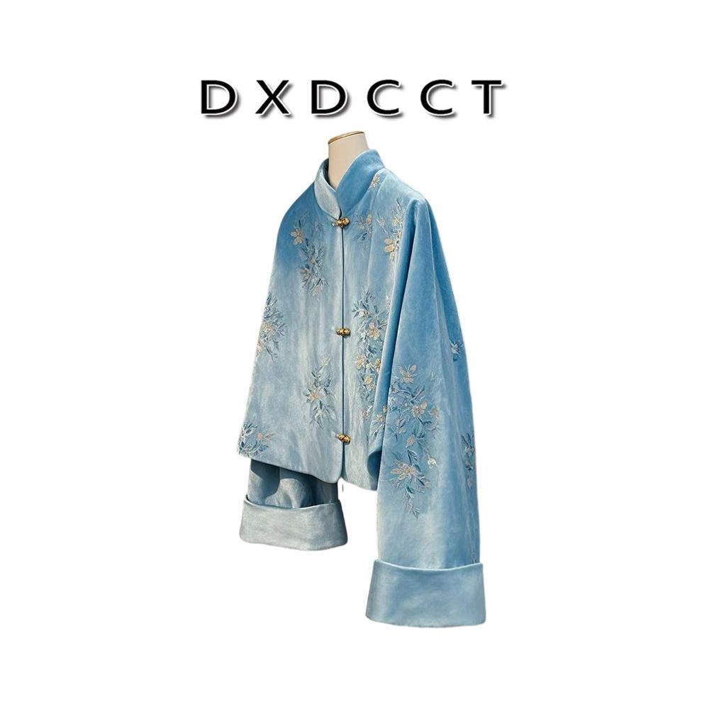 Spot new Chinese style and Western style embroidered velvet jacket for women in autumn 2025 new buckle Tang style top image 0