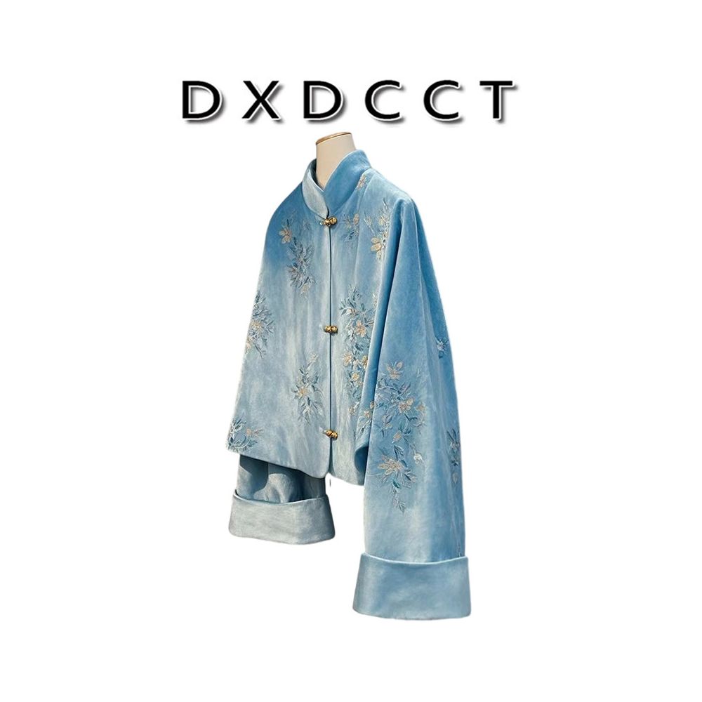 ASAYA5600 – Azure Blossom Velvet Jacket ❄️💙