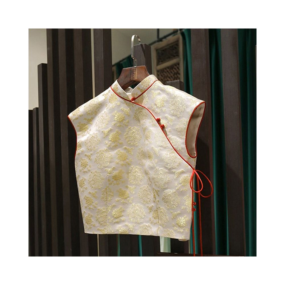 New Chinese style buckle design with unique vest for women 2024 new summer slim fit short top trendy ins image 0