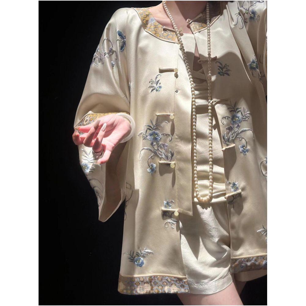 Haitang Qingzhao New Chinese Embroidered Song Brocade Coat for Women Autumn New Style Plate Buckle Chinese Style Loose High Set Top image 1