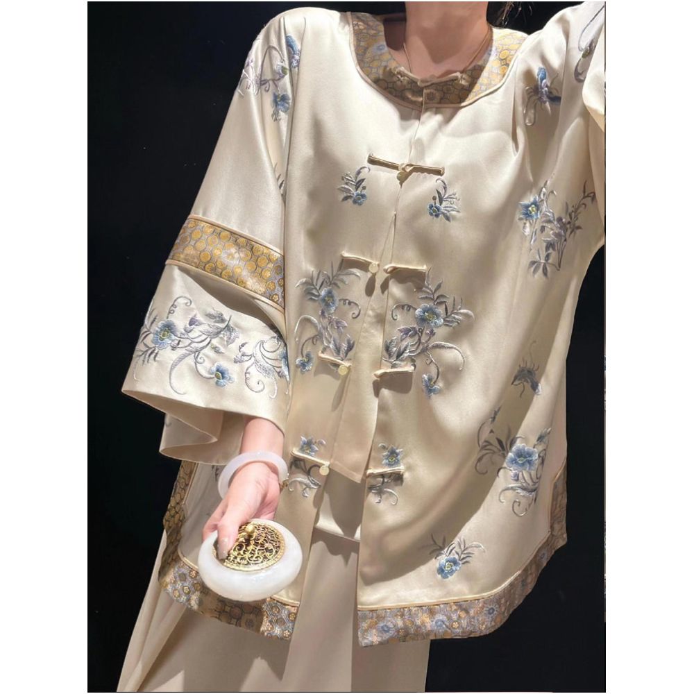 Haitang Qingzhao New Chinese Embroidered Song Brocade Coat for Women Autumn New Style Plate Buckle Chinese Style Loose High Set Top image 2
