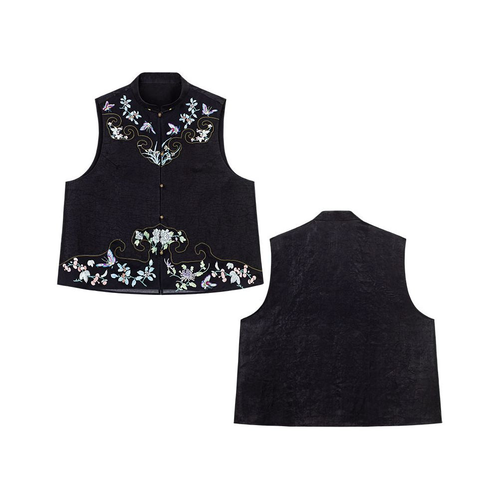 ASAYA5621 – Midnight Blossom Embroidered Vest 🌙🖤