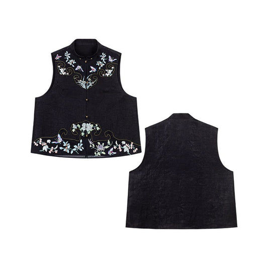 ASAYA5621 – Midnight Blossom Embroidered Vest 🌙🖤