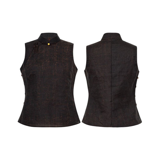 ASAYA5623 – Midnight Muse Linen Top 🖤🪷