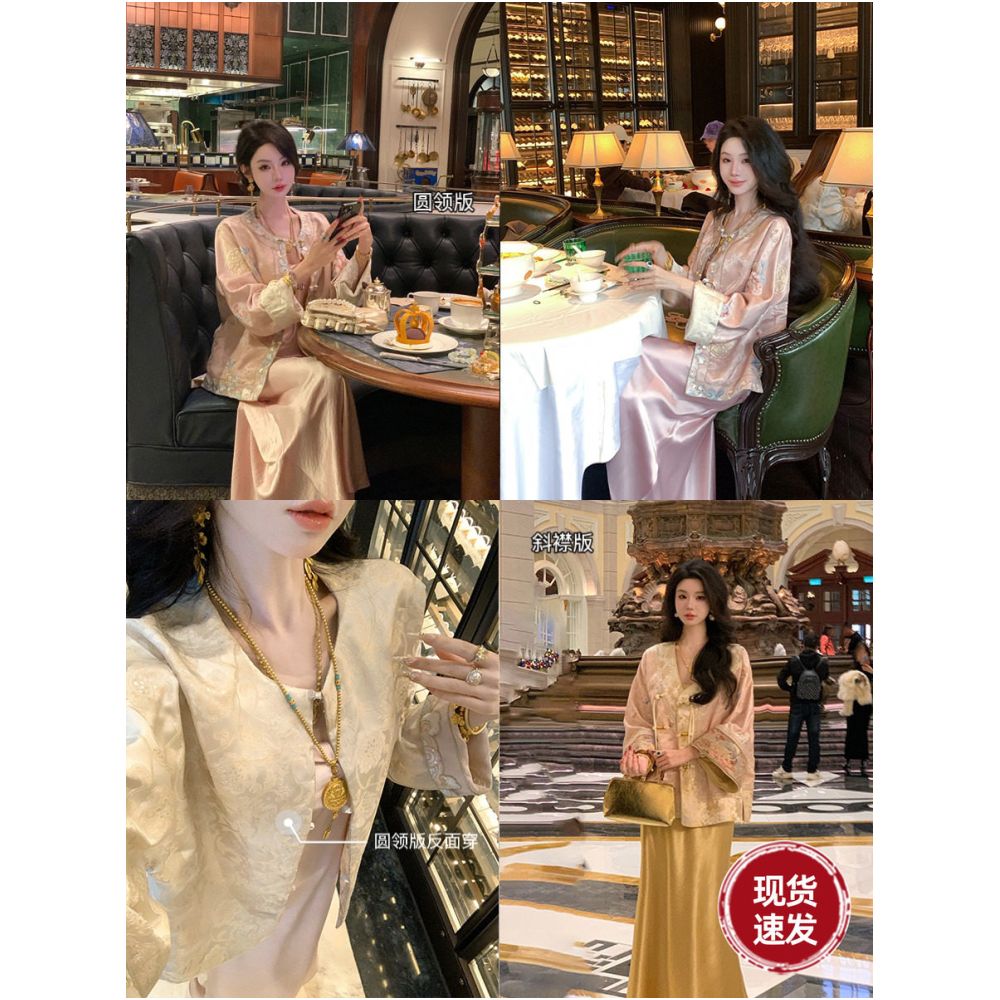 Yaqiao Water Lotus Spring and Autumn Costume Double Edition Tang Costume Light Luxury Temperament Dark Pattern Embroidery New Chinese Style Coat image 0