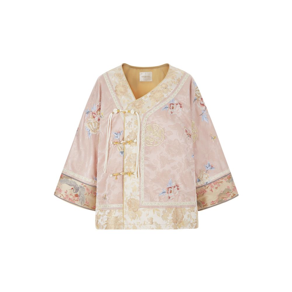 Yaqiao Water Lotus Spring and Autumn Costume Double Edition Tang Costume Light Luxury Temperament Dark Pattern Embroidery New Chinese Style Coat image 4