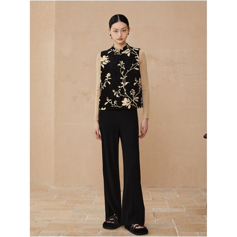 Ruyi Lianyun Spring and Autumn New Jacquard Stand up Collar Double breasted Jade Buckle Vest Women s Retro New Chinese Style Outerwear Tank Top image 1