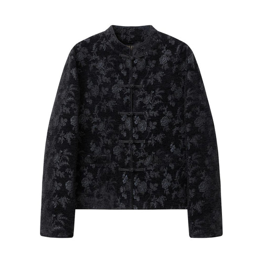 ASAYA5651 – Noir Peony Chenille Jacket 🖤✨