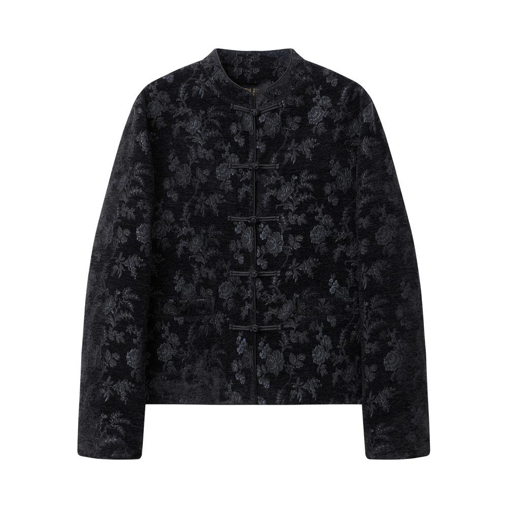 ASAYA5651 – Noir Peony Chenille Jacket 🖤✨