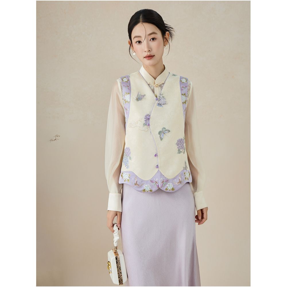 SHIBAI picks up endless white summer national style gentle and exquisite spring and autumn super beautiful high end embroidery women s new Chinese style vest image 3