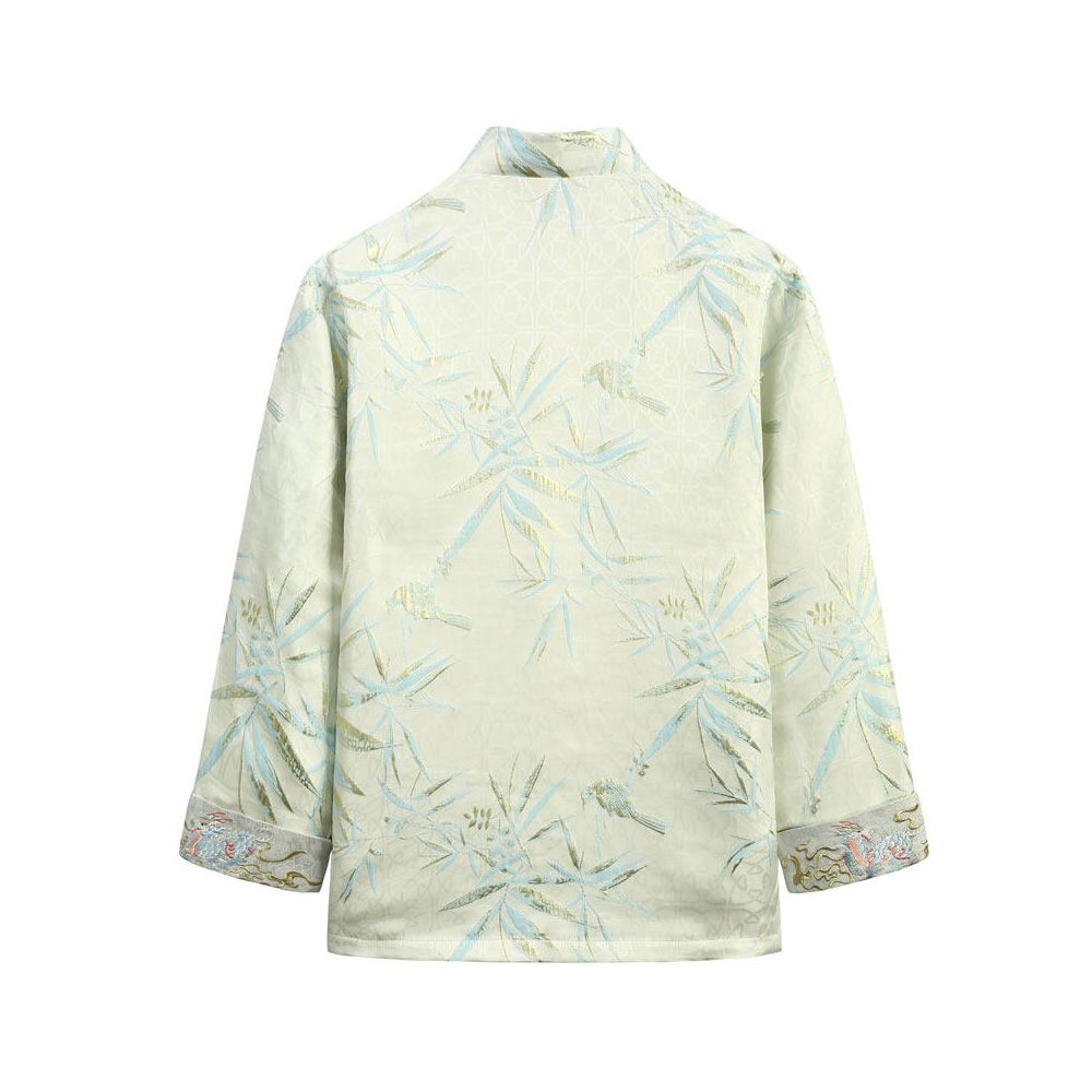 Autumn new Tang style men s Chinese style jacket retro Chinese style improved long sleeved jacket bamboo leaf three dimensional jacquard top for men image 4