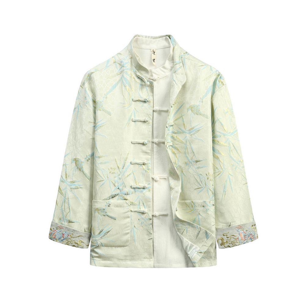 ASAYAHOMME1575 – Celestial Bamboo Mandarin Jacket 🌿🤍