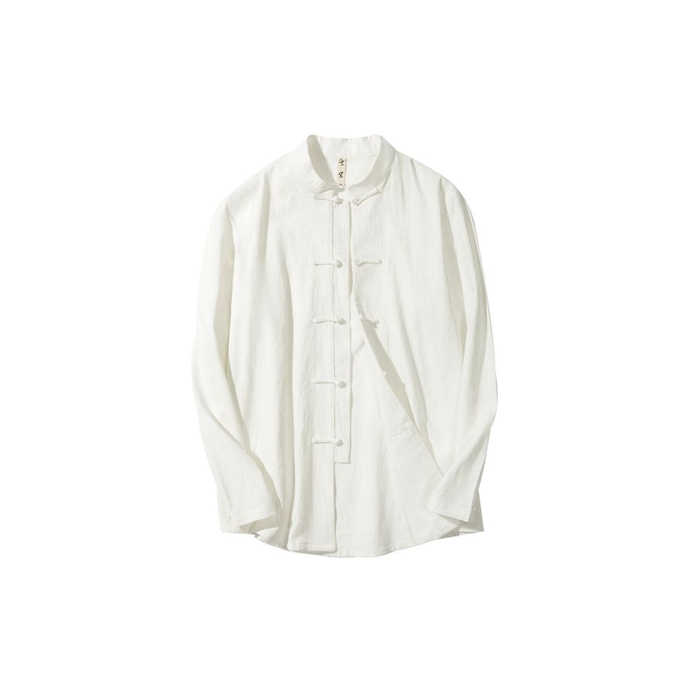 Xuansheng Chinese style cotton and linen shirt men s spring and autumn Tang clothing men s loose casual long sleeved shirt Chinese retro men s clothing image 4