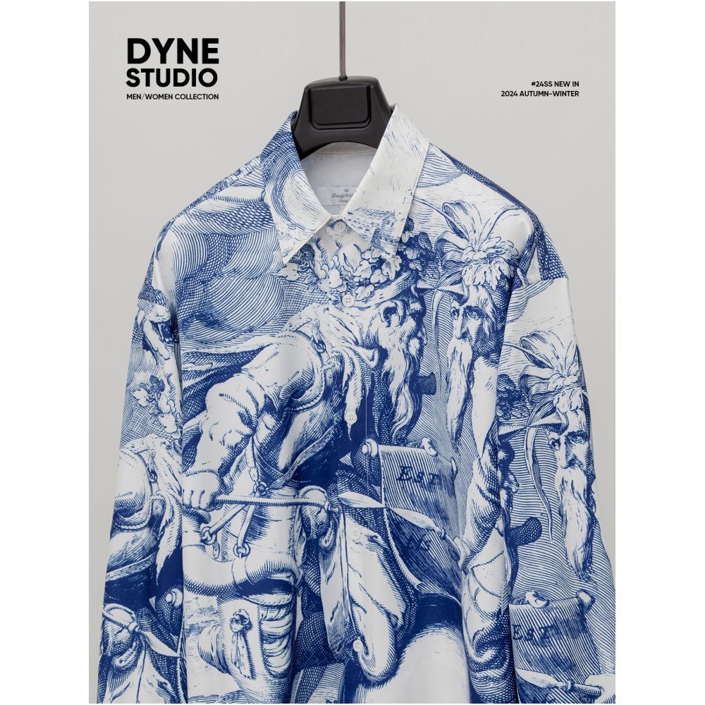 DYNE STUDIO Greek mythological print positioning print long sleeve loose shirt 8838 image 0