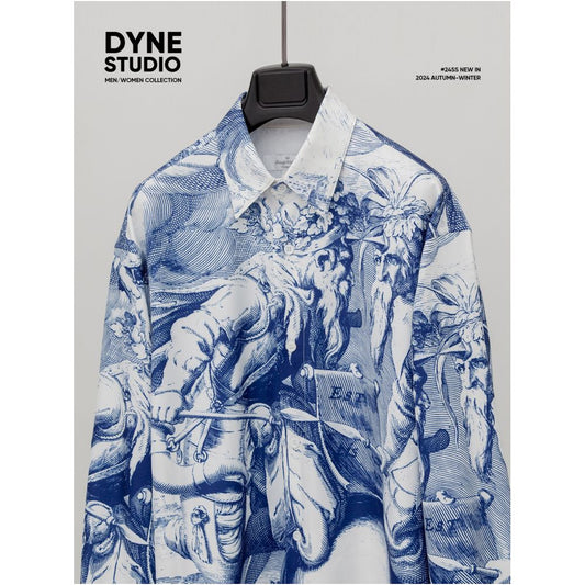 ASAYAHOMME1582 – Azure Myth Graphic Shirt 🔵⚔️