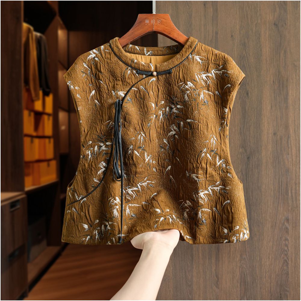 ASAYA5656 – Oriental Jacquard Sleeveless Vest 🍁🧧