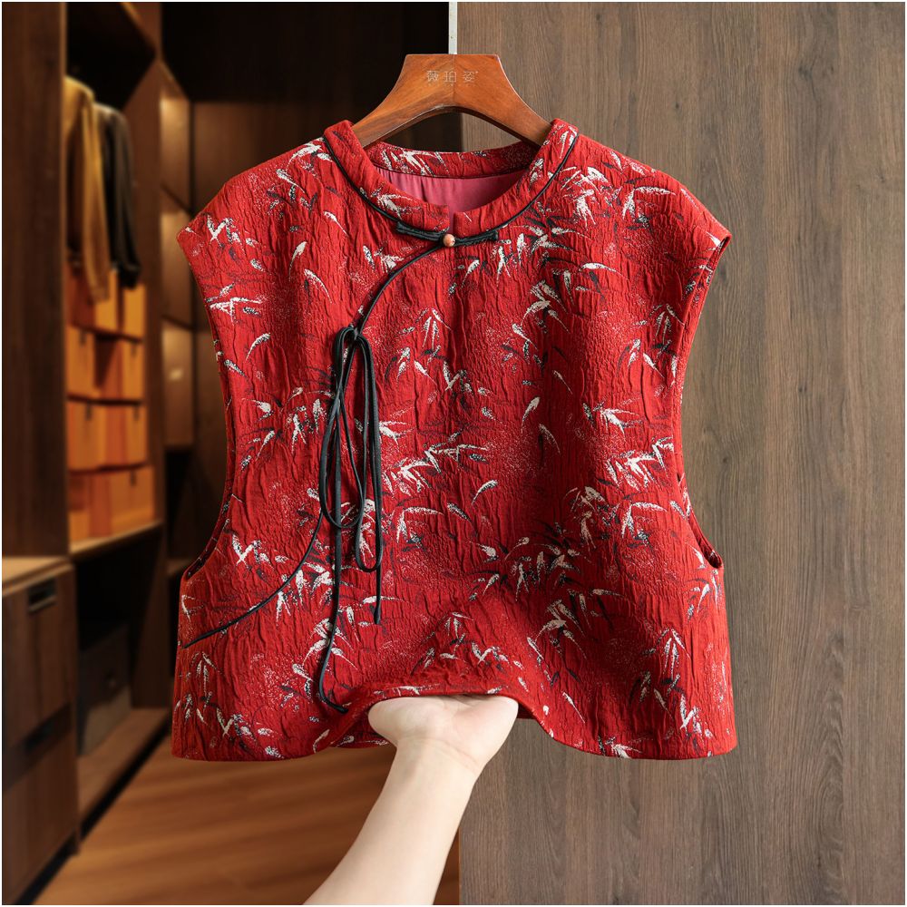 ASAYA5656 – Oriental Jacquard Sleeveless Vest 🍁🧧