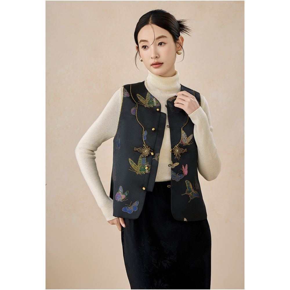 ASAYA5658 – Butterfly Noir Oriental Vest 🦋🖤
