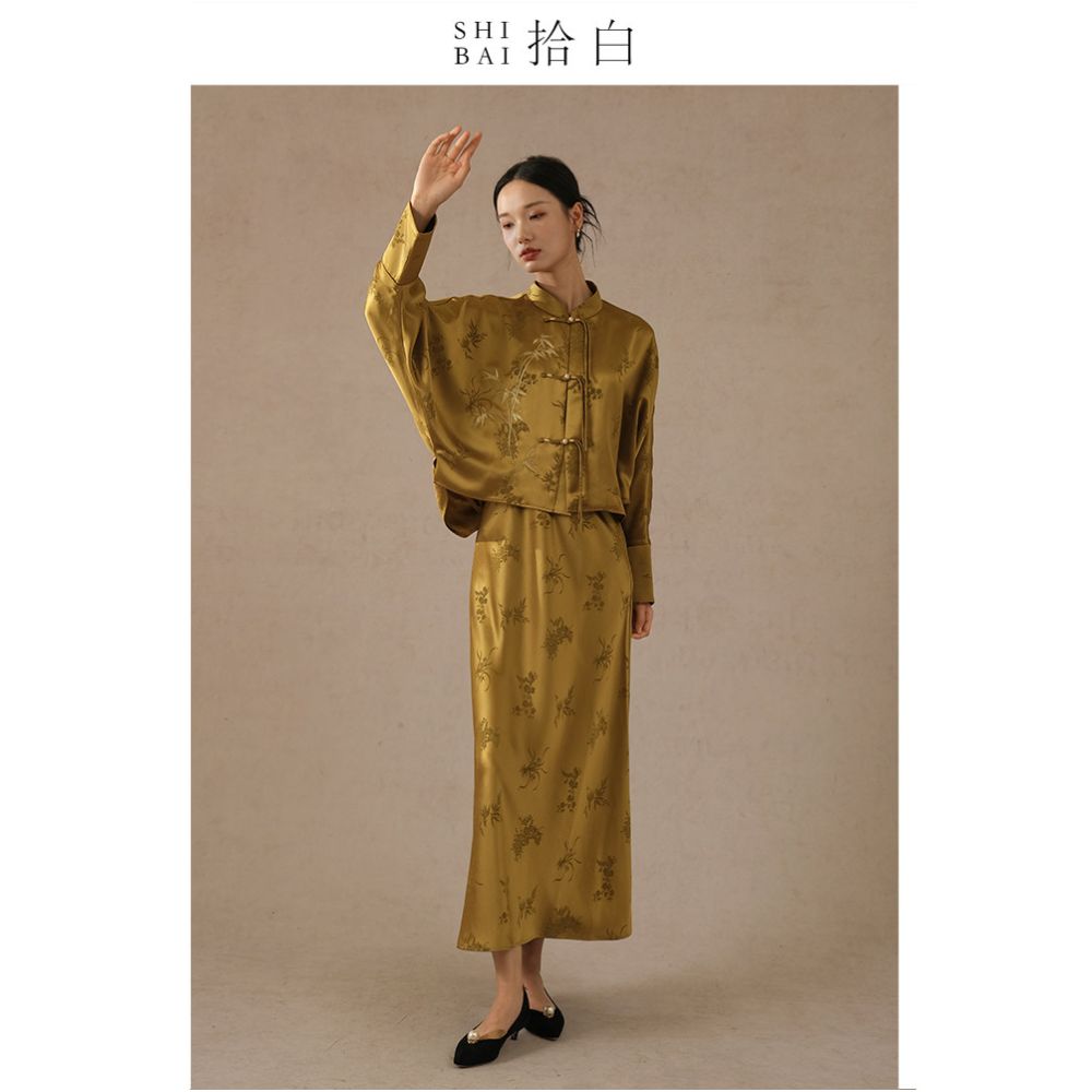 ASAYA5662 – Tea Gold Jacquard Oriental Set ✨🍃