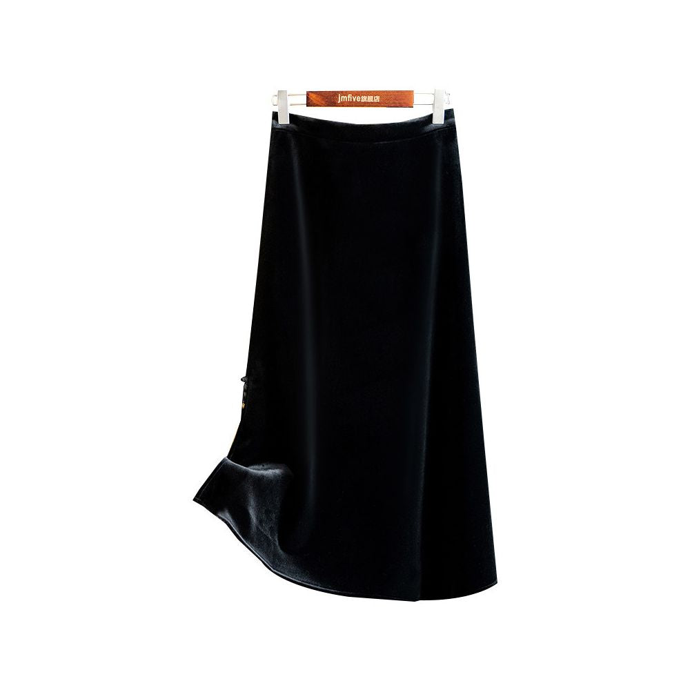 ASAYA5664 – Velvet Grace A-Line Skirt 🍷✨
