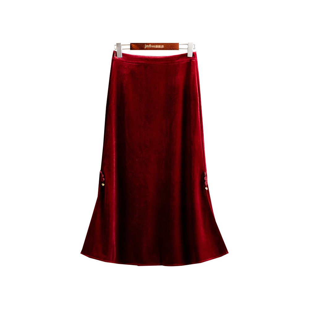 ASAYA5664 – Velvet Grace A-Line Skirt 🍷✨