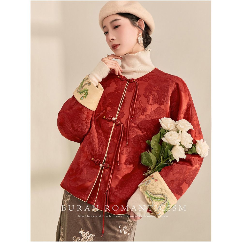 Women s 2025 New Popular Women s Autumn and Winter Coat with Heavy Industry Embroidered 3D New Chinese Style Tang Costume Top image 4