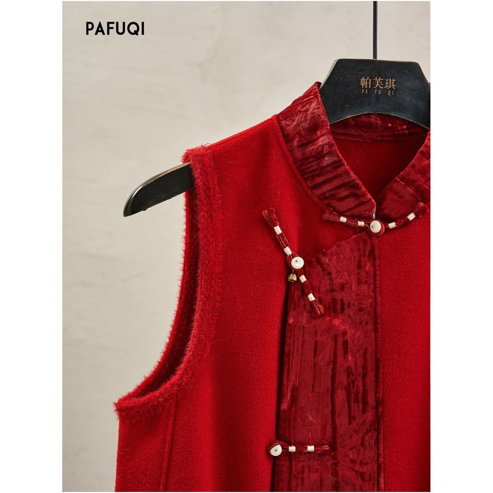 New Chinese style stand up collar tassel vest perfect for layering as an outer layer 2026 autumn new women s clothing image 2