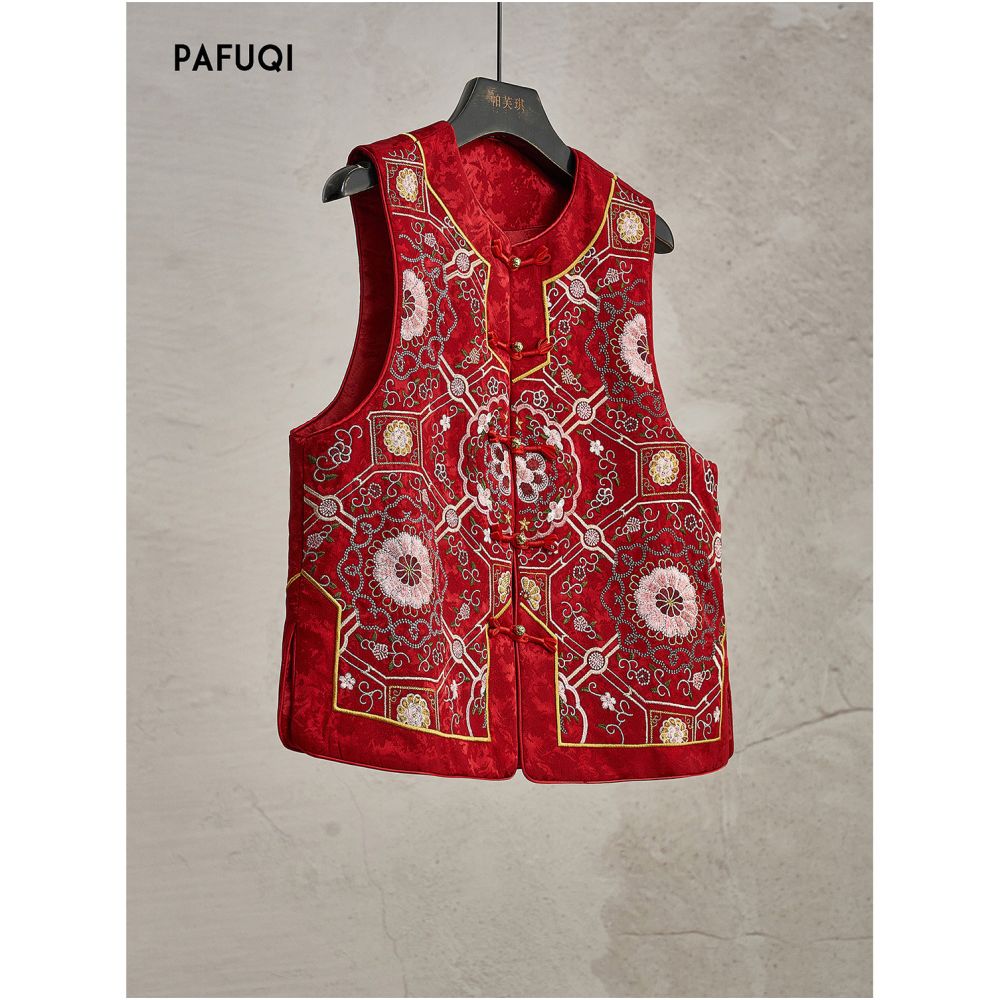 ASAYA5685 – Imperial Ruby Embroidered Vest ❤️✨