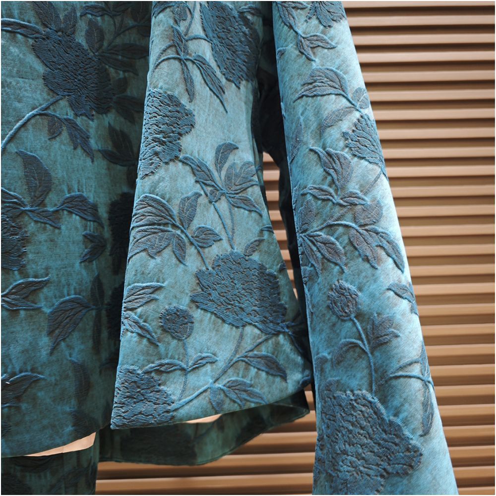 Shanheyue Black Peony Mulberry Silk Xiangyun Yarn Intangible Cultural Heritage Mud dyed Embossed Jacquard New Chinese Style Outerwear image 4