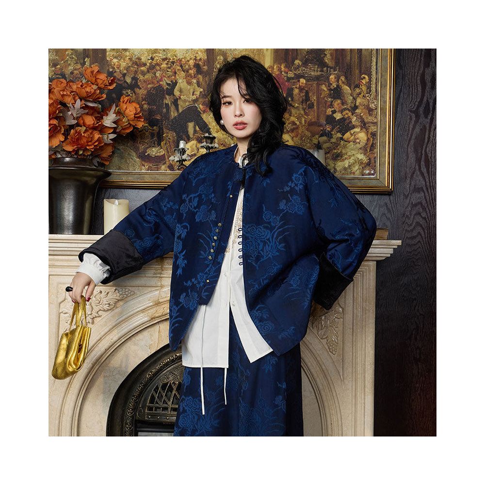 HSSNFZ new Chinese style cotton jacket for women in autumn and winter new temperament warm cotton clothing improved Tang style top image 3