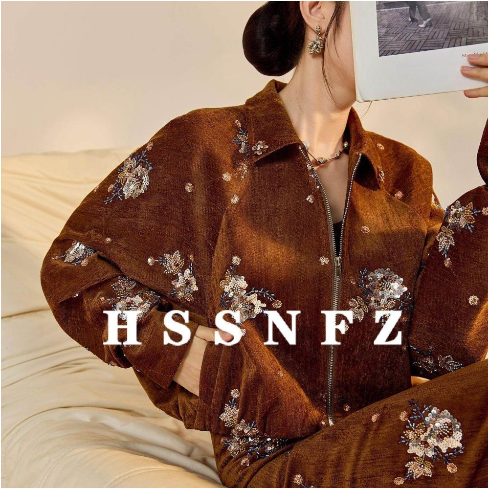 HSSNFZ Chinese Style Autumn Retro Elegance Embroidered Sequined Beaded Jacket Skirt Vest Three Piece Set image 0