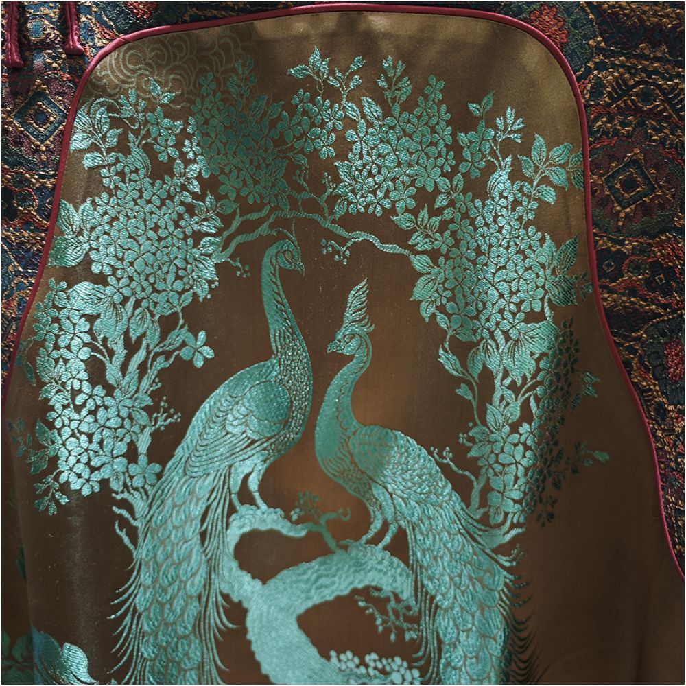 Shanheyue Spirit of the Peacock Mulberry Silk Brocade Old Satin 38 momme New Chinese Style Slanted Placket with Chinese Knots Vest image 3