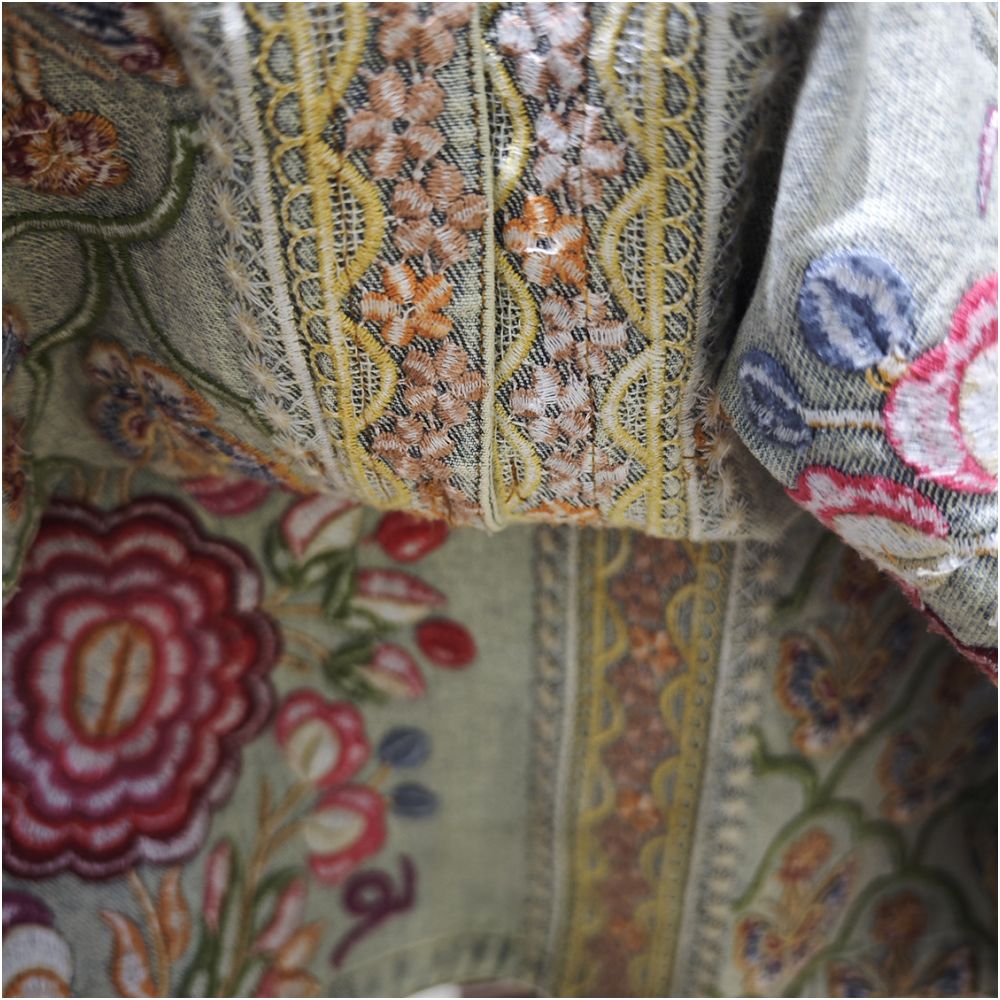 Shanheyue Beauty Scroll New Chinese Style Stand Collar Heavy Embroidery Denim Vest Front Opening with Chinese Knot Buttons Casual Style image 4