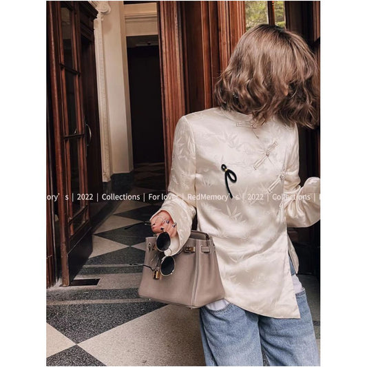 ASAYA5713 – Ivory Oriental Silk Blouse 🤍🌿