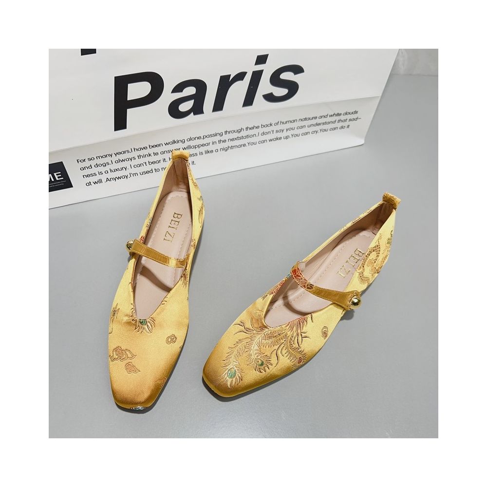 ASAYA5718 – Golden Phoenix Mary Jane Flats ✨🕊️