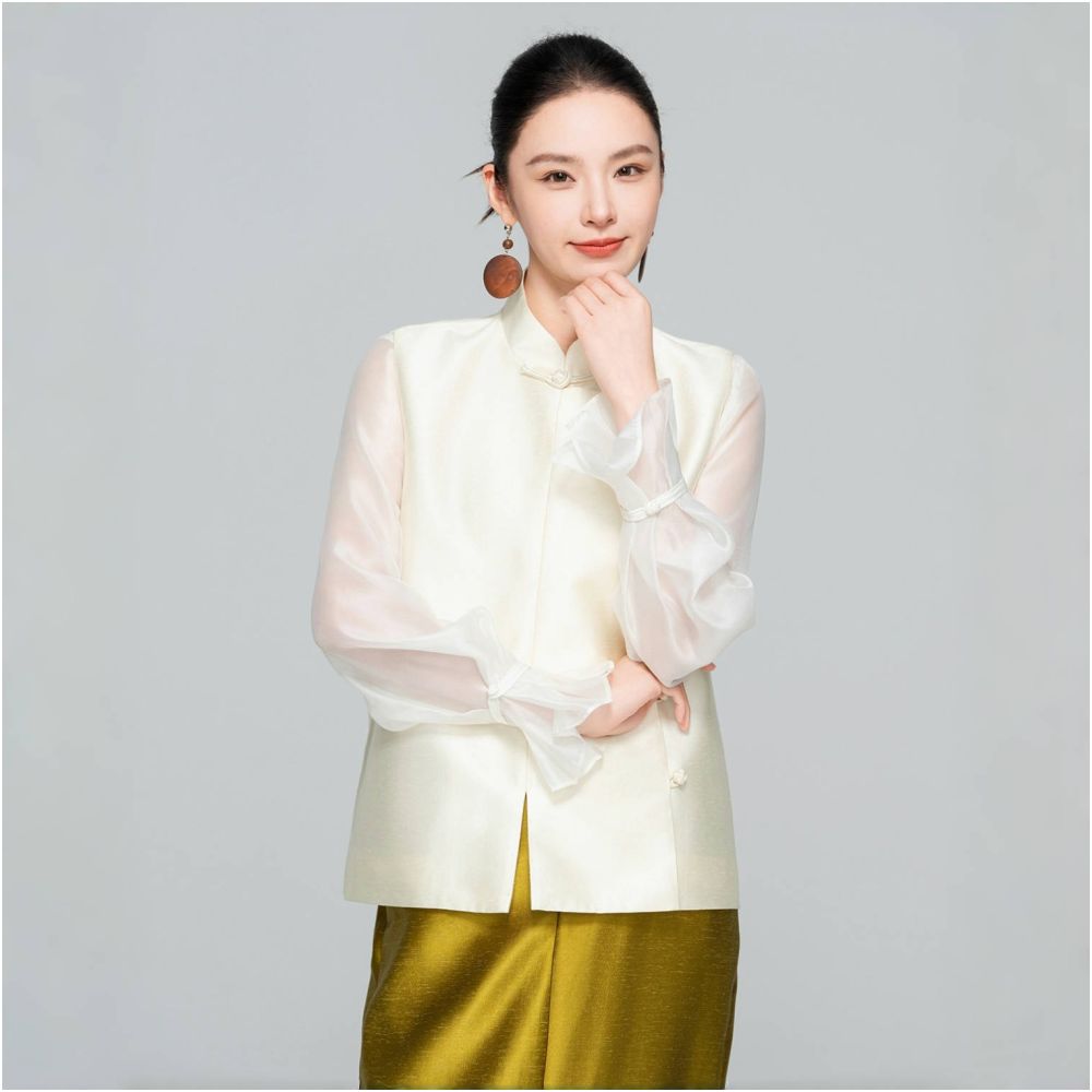 HSSNFZ new Chinese style vest versatile standing collar side open collar women s 2025 autumn new sleeveless layered vest image 3