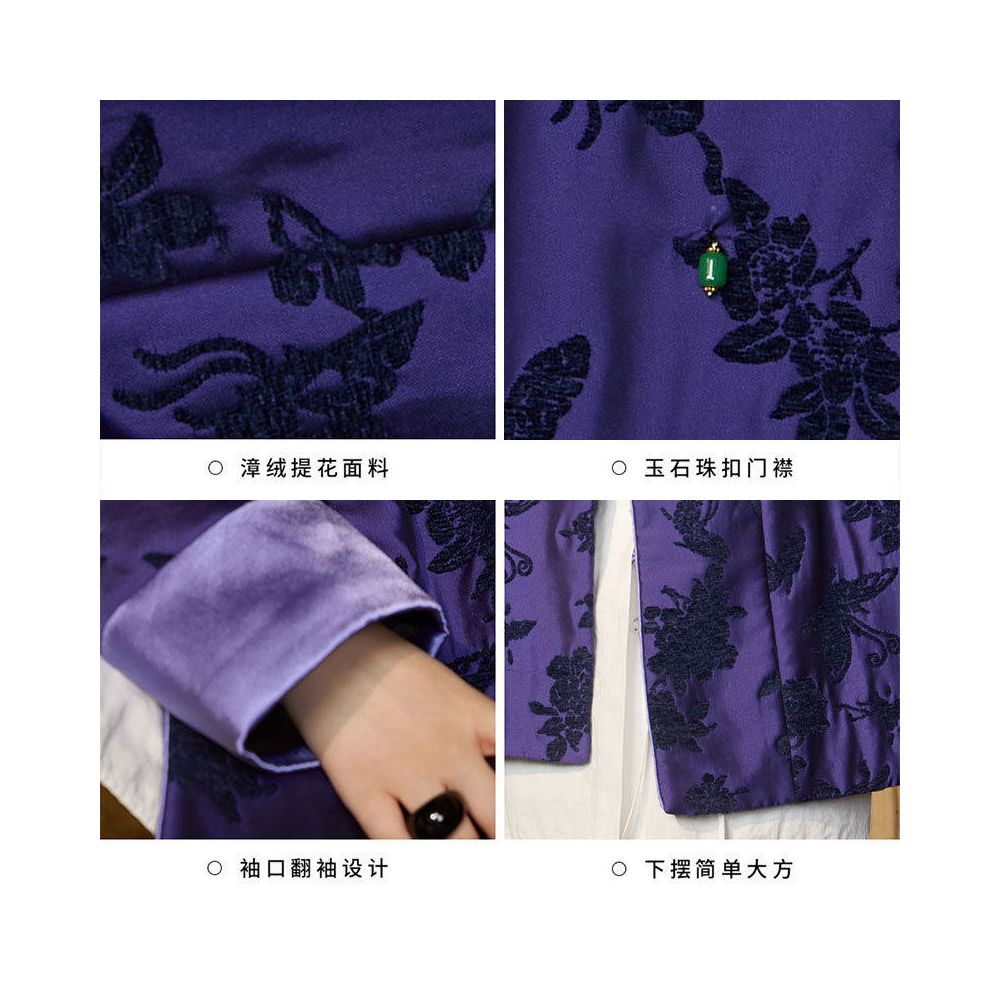 HSSNFZ new Chinese style cotton jacket made of pure silk and added with cotton for autumn and winter warm cotton clothing loose jacket Tang style top women s clothing image 2