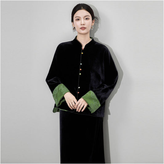 ASAYA5723 – Regal Velvet Jacquard Jacket ✨🖤