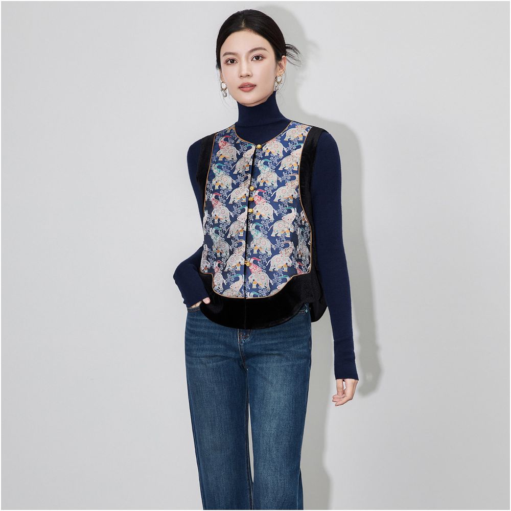 ASAYA5730 – Imperial Elephant Jacquard Vest 🐘💎