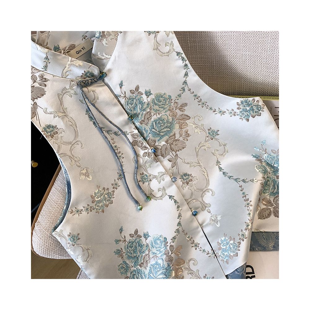 China Chic Song Brocade Vest Sleeveless Kanshou Women s Spring and Autumn New Chinese Style Vintage Disc Button Jacquard Embroidery Tang Suit Jacket image 4