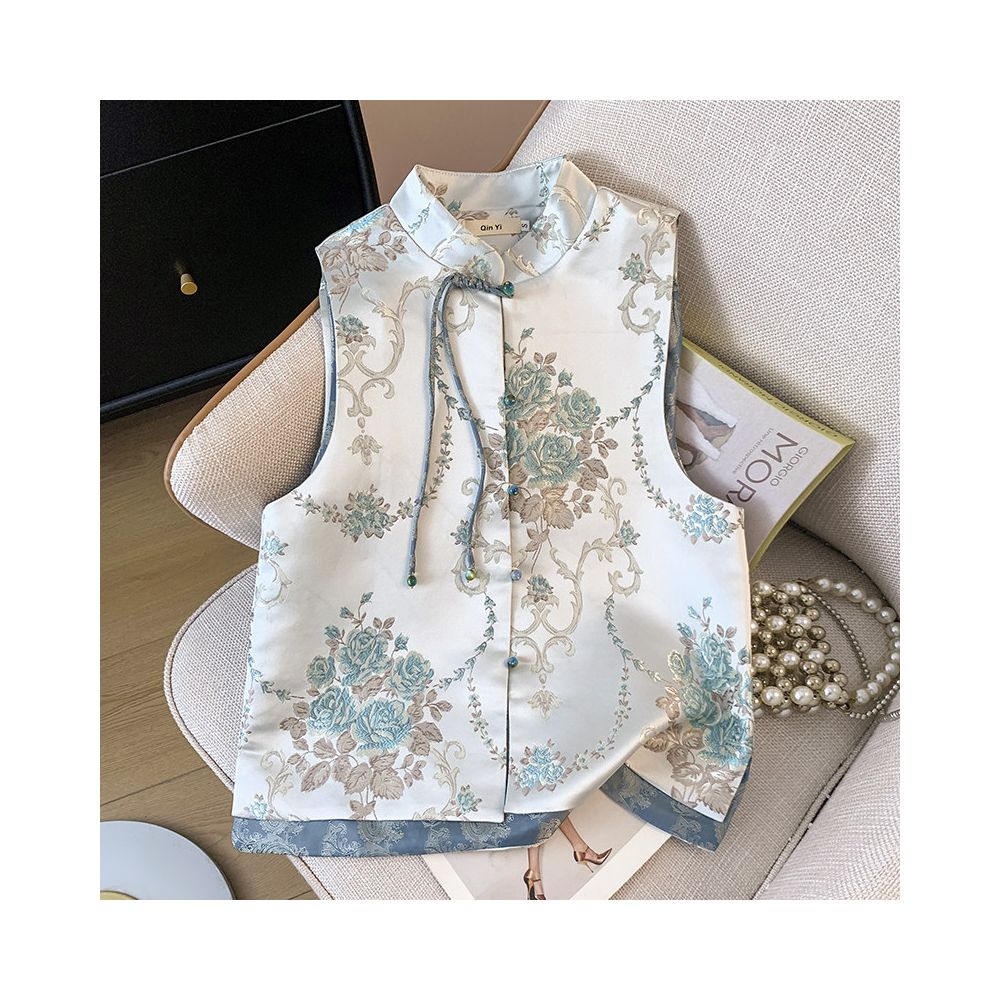 China Chic Song Brocade Vest Sleeveless Kanshou Women s Spring and Autumn New Chinese Style Vintage Disc Button Jacquard Embroidery Tang Suit Jacket image 0