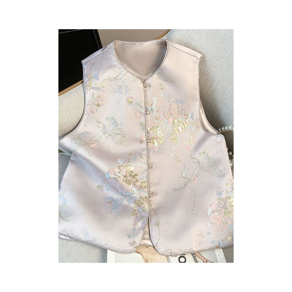 New Chinese style national style vest with a high end feel 2025 new style for spring and autumn wear western style style age reducing ethnic style Chinese style and shoulder strap image 2