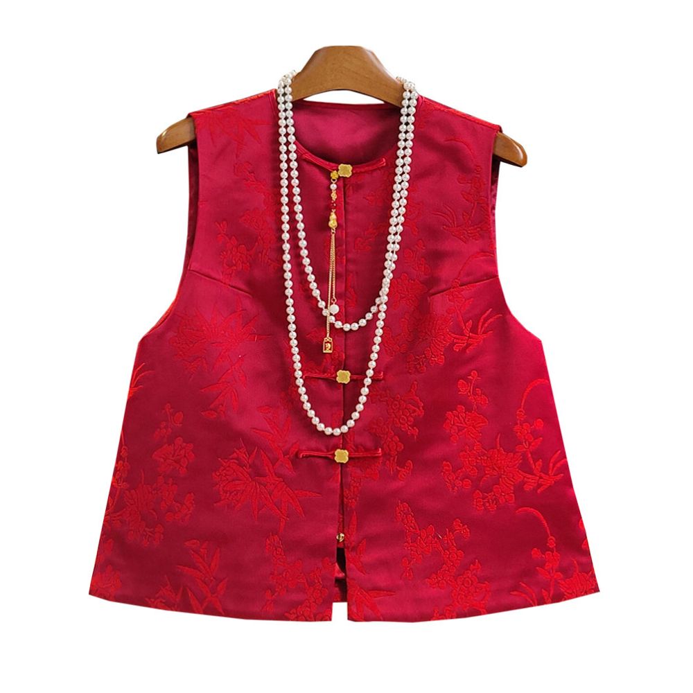 New Chinese style red vest for women in 2026 new Zhangrong jacquard layered vest for wearing with a traditional Chinese style top for the zodiac year image 4