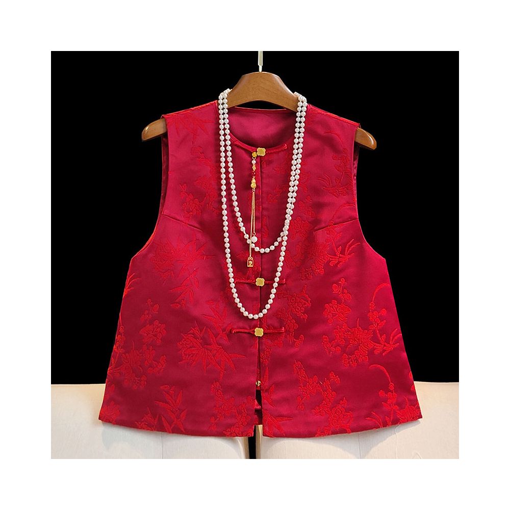 ASAYA5741 – Imperial Red Brocade Vest ❤️✨