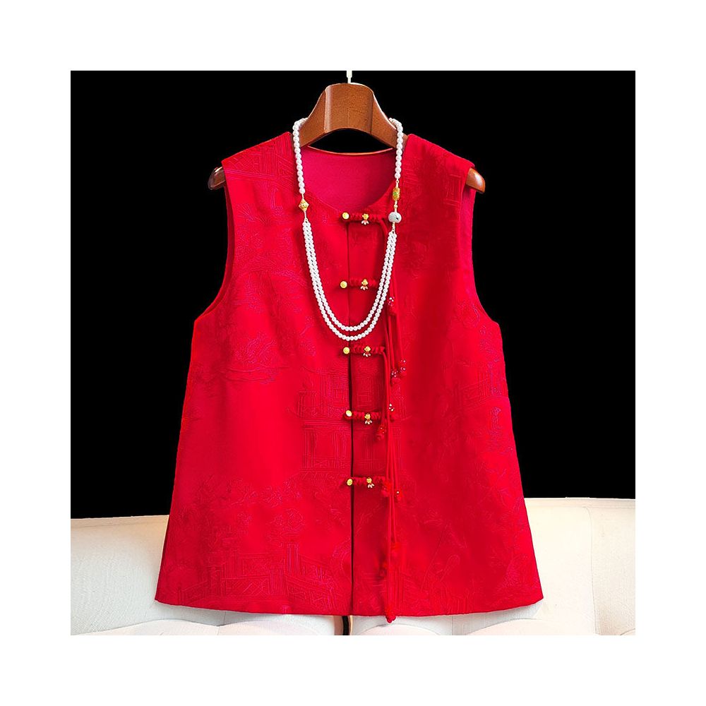 ASAYA5749 – Imperial Bloom Jacquard Vest ❤️🏮