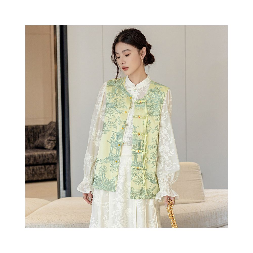 ASAYA5749 – Imperial Bloom Jacquard Vest ❤️🏮