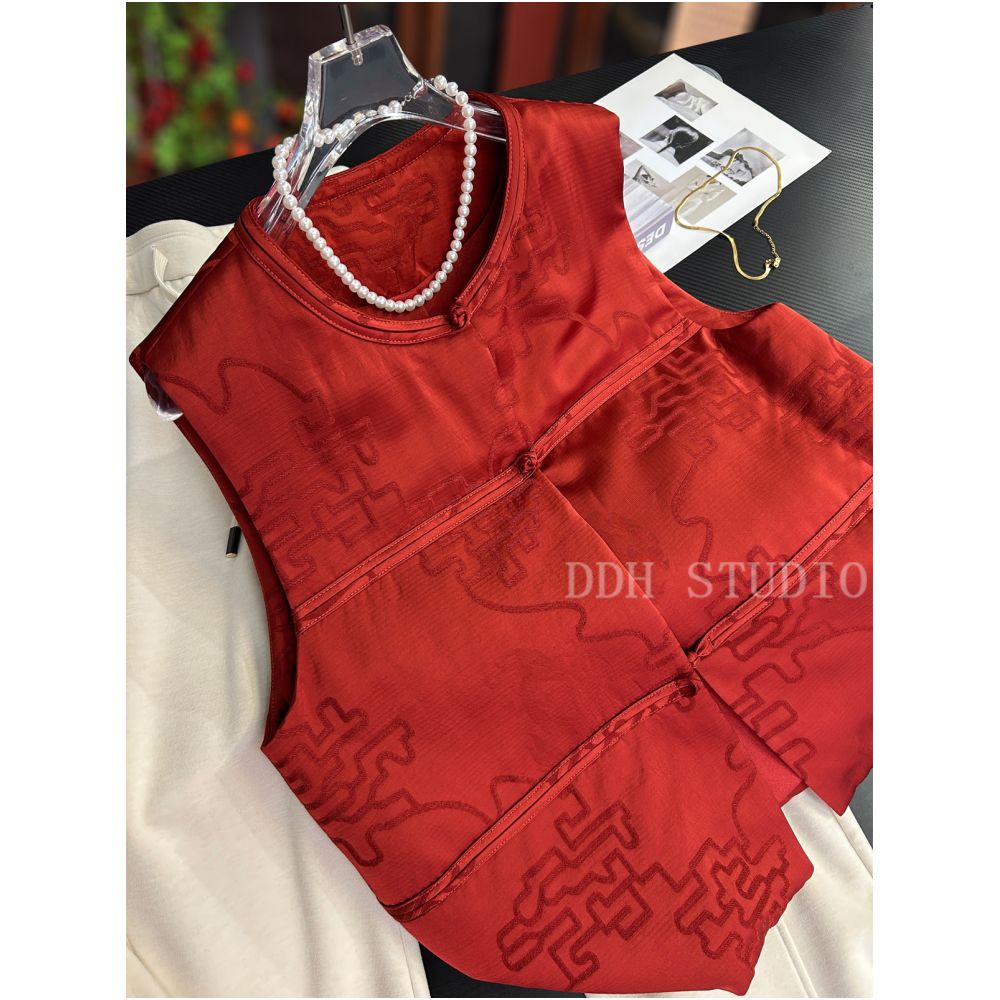 ASAYA5758 – Crimson Heritage Silk Vest 🧧❤️