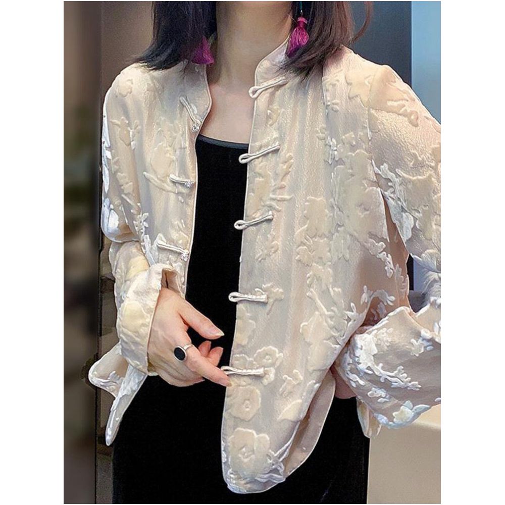 Spring 2026 Women s Clothing New Chinese Style Fold Button Outerwear Youthful and Stylish High End Light Chinese Style Jacquard Top image 3