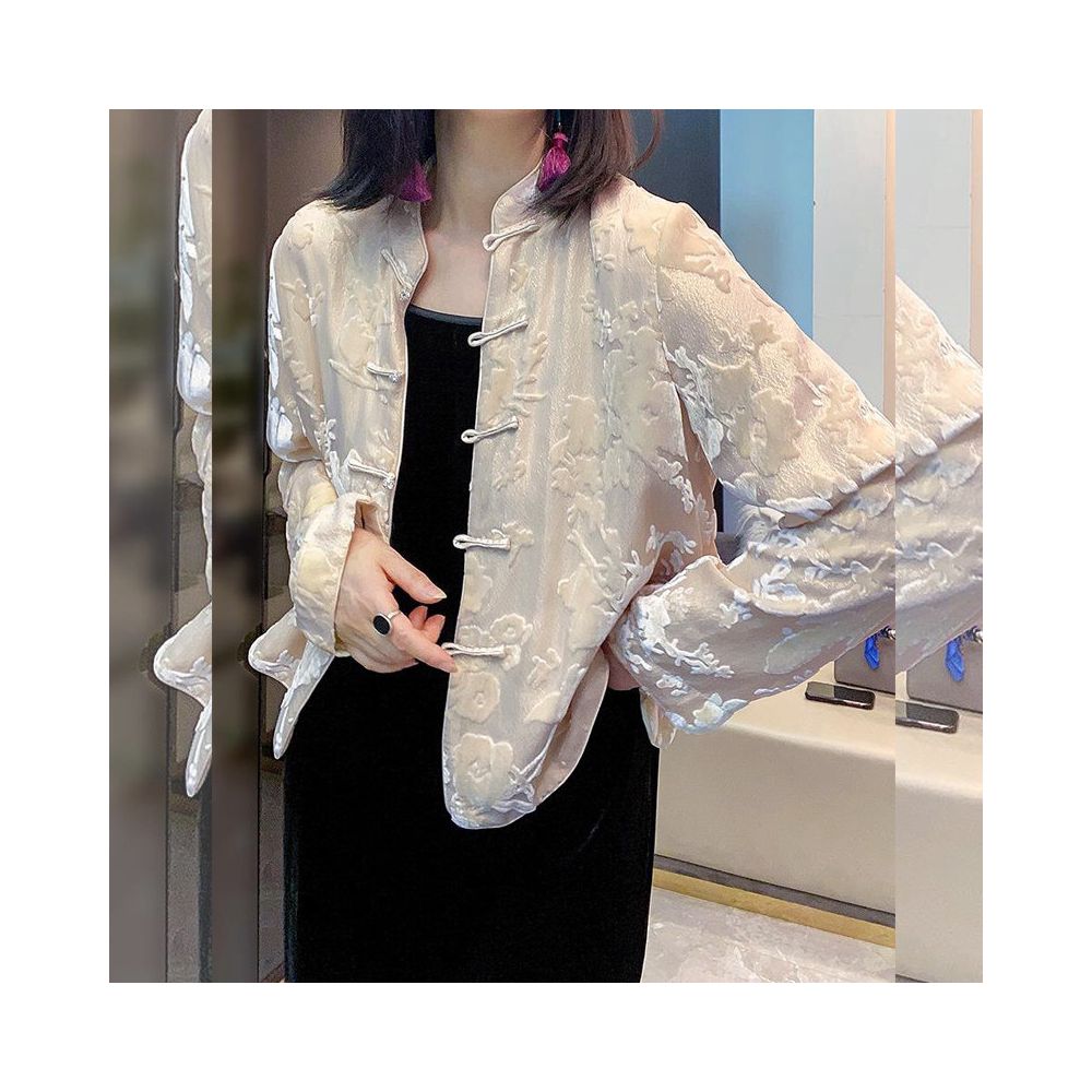 Spring 2026 Women s Clothing New Chinese Style Fold Button Outerwear Youthful and Stylish High End Light Chinese Style Jacquard Top image 0