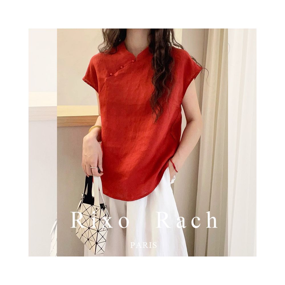 Rixo Rach New Chinese Style Elegant Jacquard Short Sleeve Button Down Shirt for Women Summer 2025 Fashionable and Versatile Top image 1